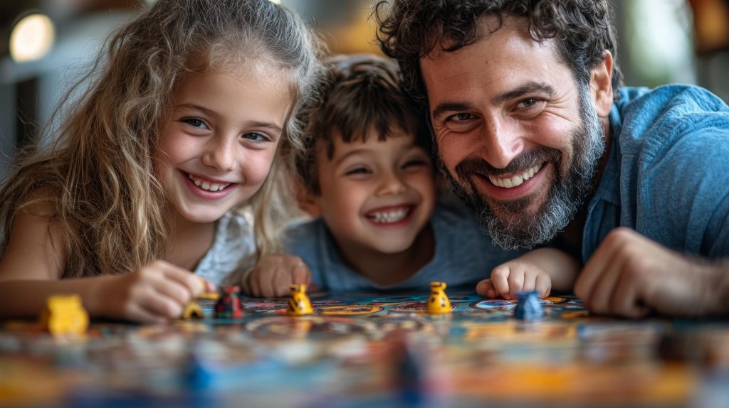 Happy Family Playing Board Games Together and Enjoying Time at Home Generative AI Happy Family Playing Board Games Together and Enjoying Time at Home Generative AI
