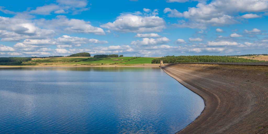 The dam of the Derwent Reservoir County Durham England UK